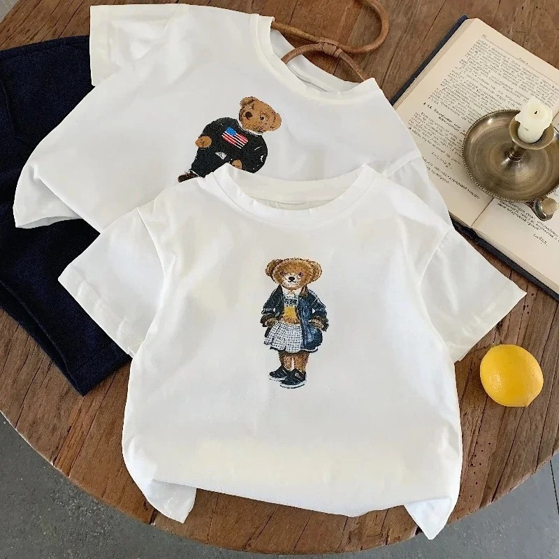 Baby Products Ads - เสื้อยืดเด็กมีน้ำตาลเพิ่ม รุ่นใหม่รับซัมเมอร์ สำหรับเด็กชายและเด็กหญิง ลายการ์ตูนหมีเท็ดดี้ แขนสั้น น่ารัก