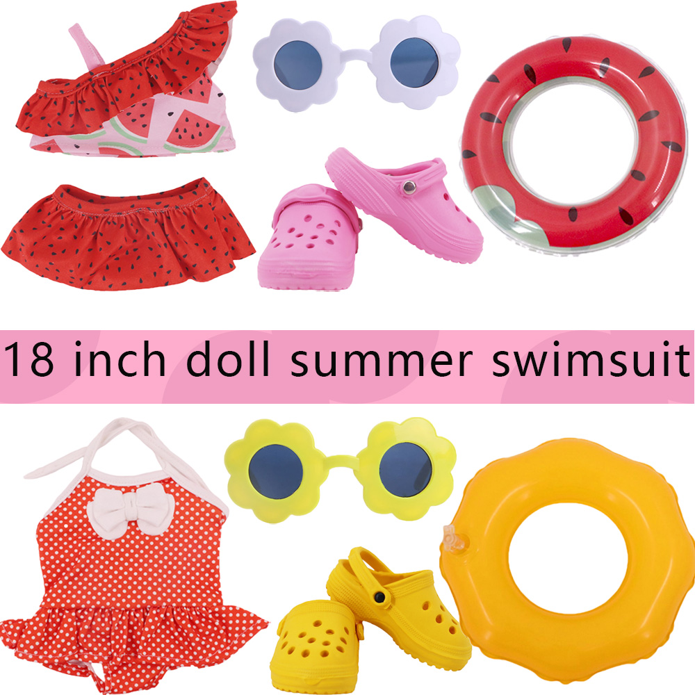 Baby Products 2 Years - ชุดว่ายน้ำลายเกล็ดปลาสำหรับตุ๊กตาเด็ก 43 ซม. และตุ๊กตาอเมริกัน 18 นิ้ว,
