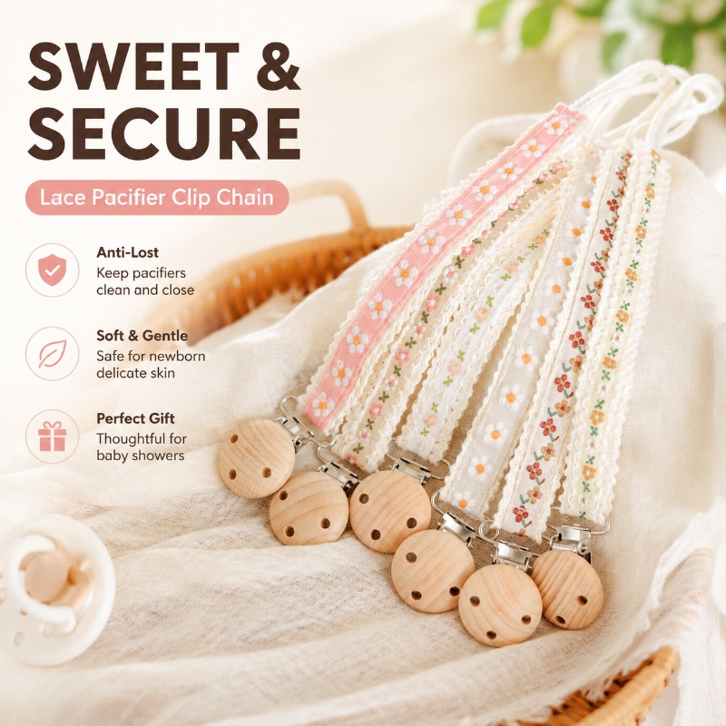 Baby Products 2 Years - สายคล้องจุกนมหลอกแบบลูกไม้สำหรับเด็กแรกเกิด ป้องกันการหล่นหาย ของขวัญงานปัก ผลิตภัณฑ์สำหรับเด็ก